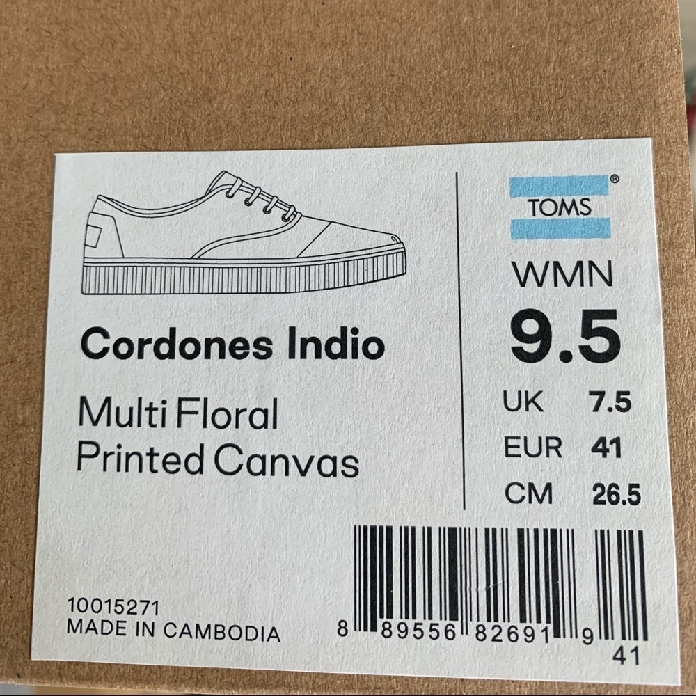 TOMS Cordoned Indio Multi Floral Canvas Sneakers - Picture 7 of 8